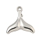 Non-Tarnish 304 Stainless Steel Pendants, Fishtail Charm, Stainless Steel Color, 26x25x3mm, Hole: 3mm