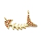 Brass Micro Pave Cubic Zirconia Pendants, Fishbone Charms, Long-Lasting Plated, Cadmium Free & Lead Free, Real 18K Gold Plated, Orange, 13x22.5x2mm, Hole: 1mm