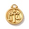 304 Stainless Steel Pendants, Flat Round with Constellations Charm, Matte Gold Color, Libra, 20.5x17x3mm, Hole: 2.5x2mm
