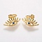 Brass Micro Pave Cubic Zirconia Charms, Eye, Blue, Golden, 9x13x2mm, Hole: 3.5mm