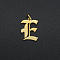 304 Stainless Steel Pendants, with Jump Ring, Old English, Letter, Laser Cut, Golden, Letter.E, 16x12x1mm, Hole: 3mm