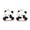 Panda Theme Alloy Enamel Pendants, Light Gold, Lead Free & Cadmium Free, White, 22.5x20.5x1.5mm, Hole: 1.8mm