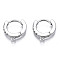 Brass Micro Pave Cubic Zirconia Huggie Hoop Earring Findings, with Horizontal Loop, Nickel Free, Clear, Platinum, 13.5x12x2.5mm, Hole: 1mm, Pin: 0.8mm