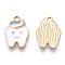 Alloy Pendants, with Enamel, Cadmium Free & Lead Free, Light Gold, Tooth, White, 17.5x12.5x1.5mm, Hole: 1.8mm