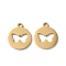 Ion Plating(IP) 304 Stainless Steel Charms, Laser Cut, Flat Round with Butterfly Charms, Golden, 14.5x12x1mm, Hole: 1.6mm