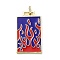 Brass Micro Pave Cubic Zirconia Pendant with Enamel, Cadmium Free & Nickel Free & Lead Free, Rectangle, Dark Blue, 45.5x25.5x2.5mm, Hole: 4.5mm