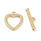Brass Toggle Clasps, Cadmium Free & Nickel Free & Lead Free, Heart, Real 18K Gold Plated, Heart: 14x13x2mm, Hole: 1.2mm, Bar: 18.5x4.5x3mm, Hole: 1.2mm