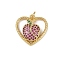 Brass Micro Pave Cubic Zirconia Pendants, Heart with Apple Charms, with Jump Ring, Cadmium Free & Lead Free, Rack Plating, Long-Lasting Plated, Real 18K Gold Plated, 20x20x4mm, Hole: 3mm