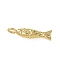 Brass Micro Pave Cubic Zirconia Pendants, Fish, Real 18K Gold Plated, 21x5.5x3mm, Hole: 2.5mm