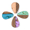 Transparent Resin & Walnut Wood Pendants, with Gold Gold Foil, Teardrop, Mixed Color, 21.5x14.5x3mm, Hole: 2mm