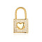 Brass Micro Pave Clear Cubic Zirconia Pendants, Cadmium Free & Nickel Free & Lead Free, Lock Charms, Real 18K Gold Plated, 24x14x2.4mm
