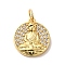 Brass Micro Pave Clear Cubic Zirconia Pendants, with Jump Rings, Real 14K Gold Plated, Flat Round, 16x14x2.5mm, Hole: 3.5mm