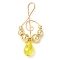 Electroplated Synthetic Non-magnetic Hematite & Teardrop Glass Big Pendants, Musical Note Charms, Golden Plated, Yellow, 61x24x10mm, Hole: 16.5x8.5mm