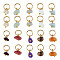 20Pcs 10 Styles Natural Mixed Gemstone and Glass Pendants, Nuggets Charms with 304 Stainless Steel Jump Rings, Golden, 12~16mm, Hole: 6mm, 2pcs/style