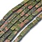 Natural Unakite Beads Strands, Cuboid, 12.5~13.5x3~5x3~4.5mm, Hole: 1mm, about 30~32pcs/strand, 15.1~15.9 inch(38.5~40.5cm)