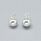 925 Sterling Silver Charms, Round, Silver, 6.5x4mm, Hole: 1~1.5mm