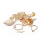 Brass Links connectors, Mixed Shapes, Real 18K Gold Plated, 3~35x2.5~25x1~2.5mm, Hole: 0.8~2mm