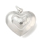 Rack Plating Brass Pendants, Long-Lasting Plated, Lead Free & Cadmium Free, Heart Charms, Platinum, 24x25x13mm, Hole: 7.5x4mm