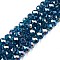 Electroplate Glass Beads Strands, AB Color Plated, Faceted, Rondelle, Teal, 8x6mm, Hole: 1mm, about 63~65pcs/strand, 39~40cm