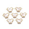 Brass Links, with Freshwater Shell, Nickel Free, Butterfly, Real 18k Gold Plated, Seashell Color, 9.5x16x3mm, Hole: 1.4mm