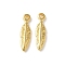 304 Stainless Steel Pendants, Ion Plating(IP), Leaf, Real 18K Gold Plated, 15.5x4x2mm, Hole: 1.2mm