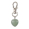 Natural Green Aventurine Pendant Decorations, with Alloy Swivel Clasps, Heart, 49~51mm