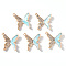 Alloy Enamel Pendants, with Rhinestone, Butterfly, Light Gold, Pale Turquoise, 19x19x3mm, Hole: 1.4mm