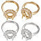 Beebeecraft 1 Box 4Pcs Prong Ring Brass Adjustable 4 Claws Flower Blanks Finger Ring Bases Settings Components with Cubic Zirconia for DIY Ring Jewelry Making