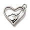 304 Stainless Steel Pendant, Heart with Women Gymnast Charm, Antique Silver, 23x23x2mm, Hole: 2.5mm