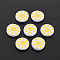 Handmade Polymer Clay Cabochons, Flat Round with Sun, White, 8.5~9x2mm, about 275pcs/50g
