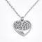 Non-Tarnish 201 Stainless Steel Pendant Necklaces, with Cable Chains and Lobster Claw Clasps, Heart with Tree, Stainless Steel Color, 15.7 inch(40cm), 1.5mm, Pendant: 16x15~15.5x1mm