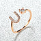 Brass Micro Pave Cubic Zirconia Cuff Rings for Women, Open Rings, Rose Gold, Letter U, Inner Diameter: 16~19mm