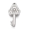 Tarnish Resistant 304 Stainless Steel Pendants, Key, Stainless Steel Color, 18x8.5x2mm, Hole: 1.4mm