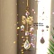Crystal Glass & Brass & Iron Sun Catcher Pendant, Rainbow Maker, DIY Garden & Home Decoration, Butterfly, 400~420x50mm