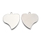 Tarnish Resistant 201 Stainless Steel Heart Stamping Blank Tag Pendants, Stainless Steel Color, 42x40x1mm, Hole: 3mm