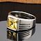 Fashionable 304 Stainless Steel Cubic Zirconia Finger Rings for Men, Punk Style, Rectangle, Gold, US Size 7(17.3mm)
