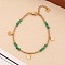 Natural Dyed Green Jade Beads Stretch Bracelets for Women, with Real 18K Gold Plated Stainless Steel Beads, 6-3/4 inch(17cm)
