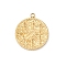 304 Stainless Steel Pendants, Flat Round with Cross Charms, Ion Plating(IP), Real 14K Gold Plated, 17.5x15.5x2mm, Hole: 1.5mm