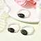 Natural Kambaba Jasper Bead Stretch Rings for Women, Oval, with ABS Plastic Imitation Pearl, 9.5~10.5mm, Inner Diameter: 20.5mm~US Size 12 1/4(21.5mm)