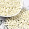 Baking Paint Luster Glass Seed Beads, Donut, Lemon Chiffon, 4x2.5mm, Hole: 1mm, 275pcs/20g
