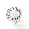 Vintage Adjustable Iron Flower Finger Ring Components Alloy Cabochon Bezel Settings, Cadmium Free & Lead Free, Antique Silver, Oval Tray: 13x18mm, 17mm