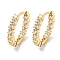 Brass Micro Pave Clear Cubic Zirconia Hoop Earrings, Ring, Light Gold, 15.5x3mm