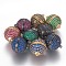 Brass Micro Pave Cubic Zirconia Magnetic Clasps with Loops, Round, Mixed Color, 19.5x16mm, Hole: 1mm
