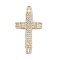 Rack Plating Brass Micro Pave Cubic Zirconia Pendants, Long-Lasting Plated, Lead Free & Cadmium Free, Real 18K Gold Plated, Cross, Clear, 37x20.5x3mm, Hole: 1mm