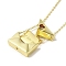 Brass Micro Pave Cubic Zirconia Pendant Necklace, Envelope Locket Necklace, Real 18K Gold Plated, Chocolate, 18.43~18.66 inch(468~474mm)