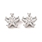 Brass Micro Pave Clear Cubic Zirconia Beads, Cadmium Free & Nickel Free & Lead Free, Star, Platinum, 12x12x6mm, Hole: 1.4mm