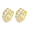 Brass Micro Pave Rectangle Cubic Zirconia Cuff Earrings, Real 18K Gold Plated, 14.5x7mm