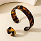 Leopard Print Acrylic Cuff Bangle & Finger Rings Sets for Women, Chocolate, Inner Diameter: 60mm