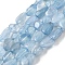Natural Aquamarine Beads Strands, Nuggets, 6~8x6~8x3.5~7mm, Hole: 0.7mm, about 45~48pcs/strand, 15.75''(40cm)