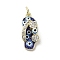 Brass Micro Pave Cubic Zirconia Pendants, with Enamel, Cadmium Free & Nickel Free & Lead Free, with Jump Ring, Real 18K Gold Plated, Slipper
 with Evil Eye, Midnight Blue, 20x8.5x5.7mm, Hole: 3.2mm
